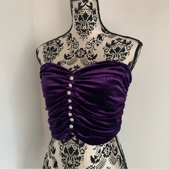 Zara Velvet Rhinestone Tube Top - Picture 4 of 11